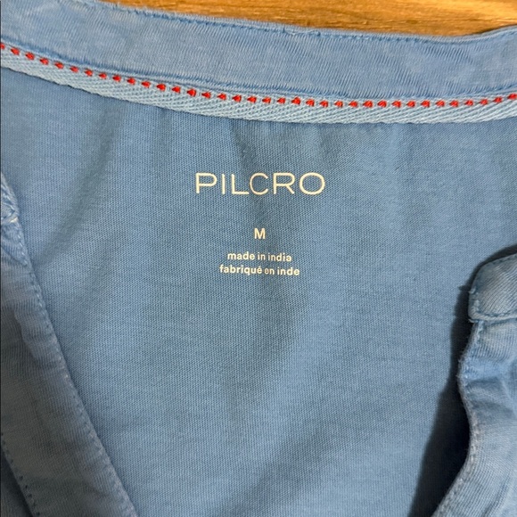 Anthropologie Pilcro V Neck L/S Blue Babydoll Blouse Gingham Top Women’s Sz. M - Picture 2 of 9